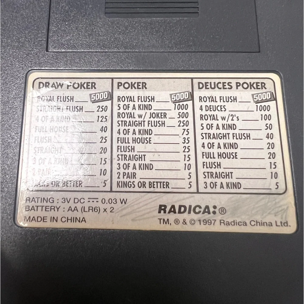Vintage Radica hand held Poker game Players Choice poker electronic pocket game